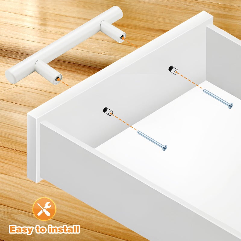 Probrico 15 Pack| White Kitchen Cabinet Pulls 3 Inch Euro Style T Bar Handles Cupboard Stainless Steel Modern Cabinet Hardware - Image 3
